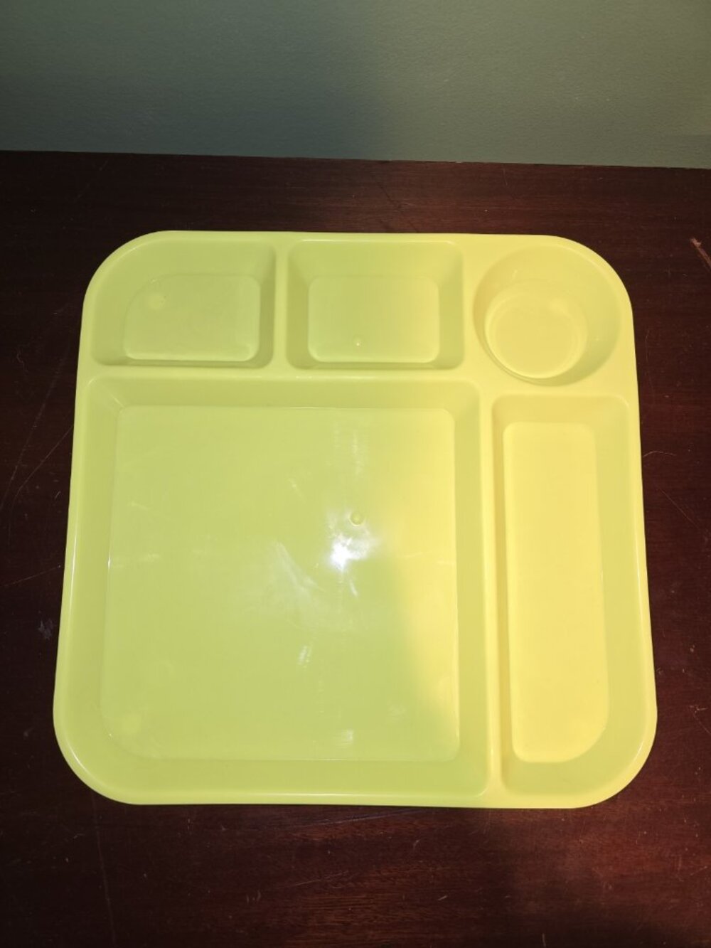 Divided Lunch Tray Plastic 5 Sections Yellow
